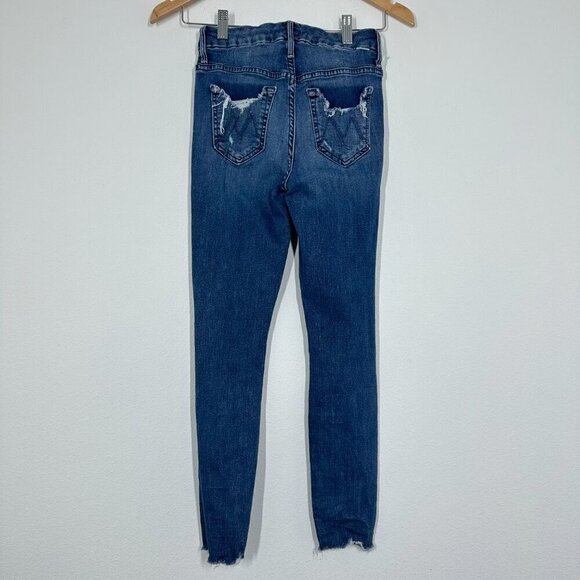 Mother Size 24 High Waisted Looker Ankle Fray Distressed Medium Wash Skinny Jean - Picture 5 of 8